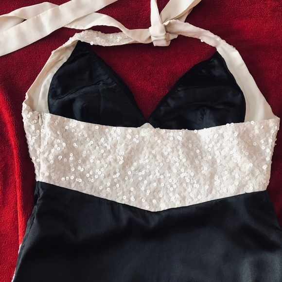 NEW PADDED Tie Knot Halter Satin silk+chiffon dress - Picture 6 of 7